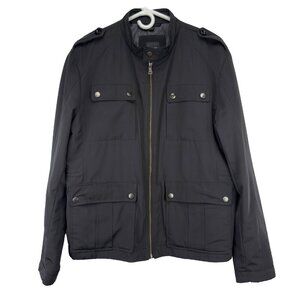 HUGO BOSS Jacket Black Shiny Bomber Zip Up Lightweight Jacket Coat US 44 / EU 54